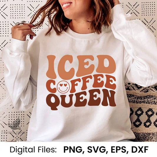 Iced coffee queen Retro Wavy SVG