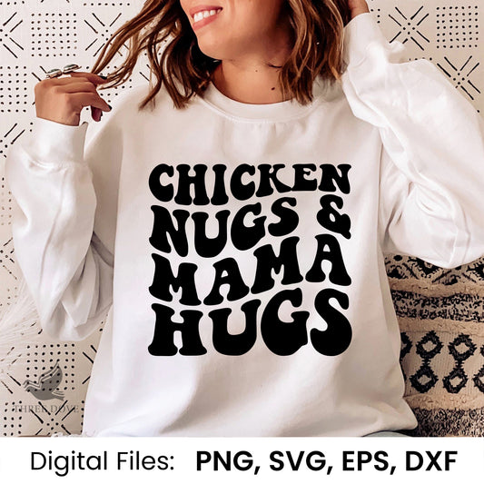 Chicken Nugs & Mama Hugs Retro Wavy SVG