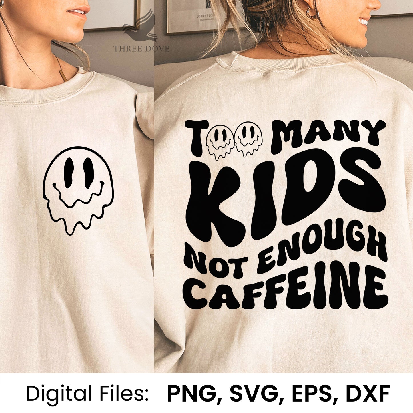 too many kids not enough caffeine retro wavy svg