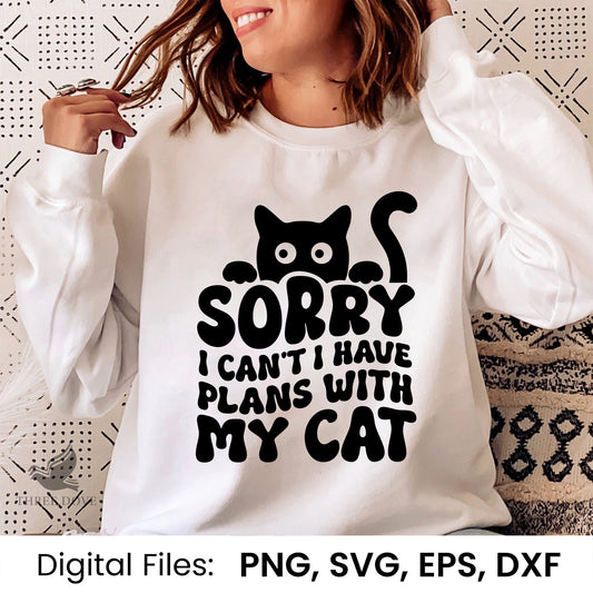 Sorry I can't I have plans with my cat Retro Wavy SVG