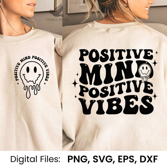 Positive Mind Positive Vibes Retro Wavy SVG