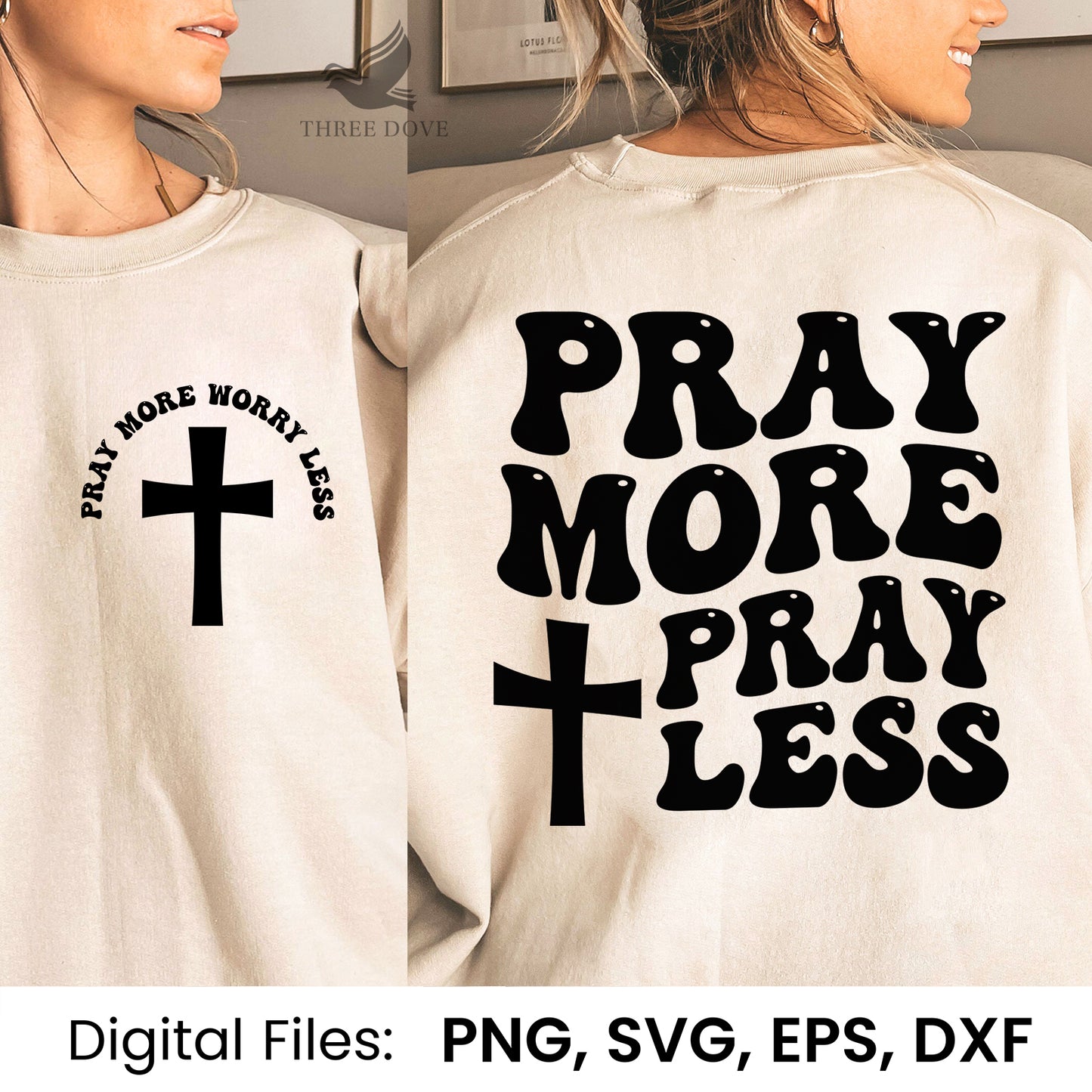 pray more worry less retro wavy svg