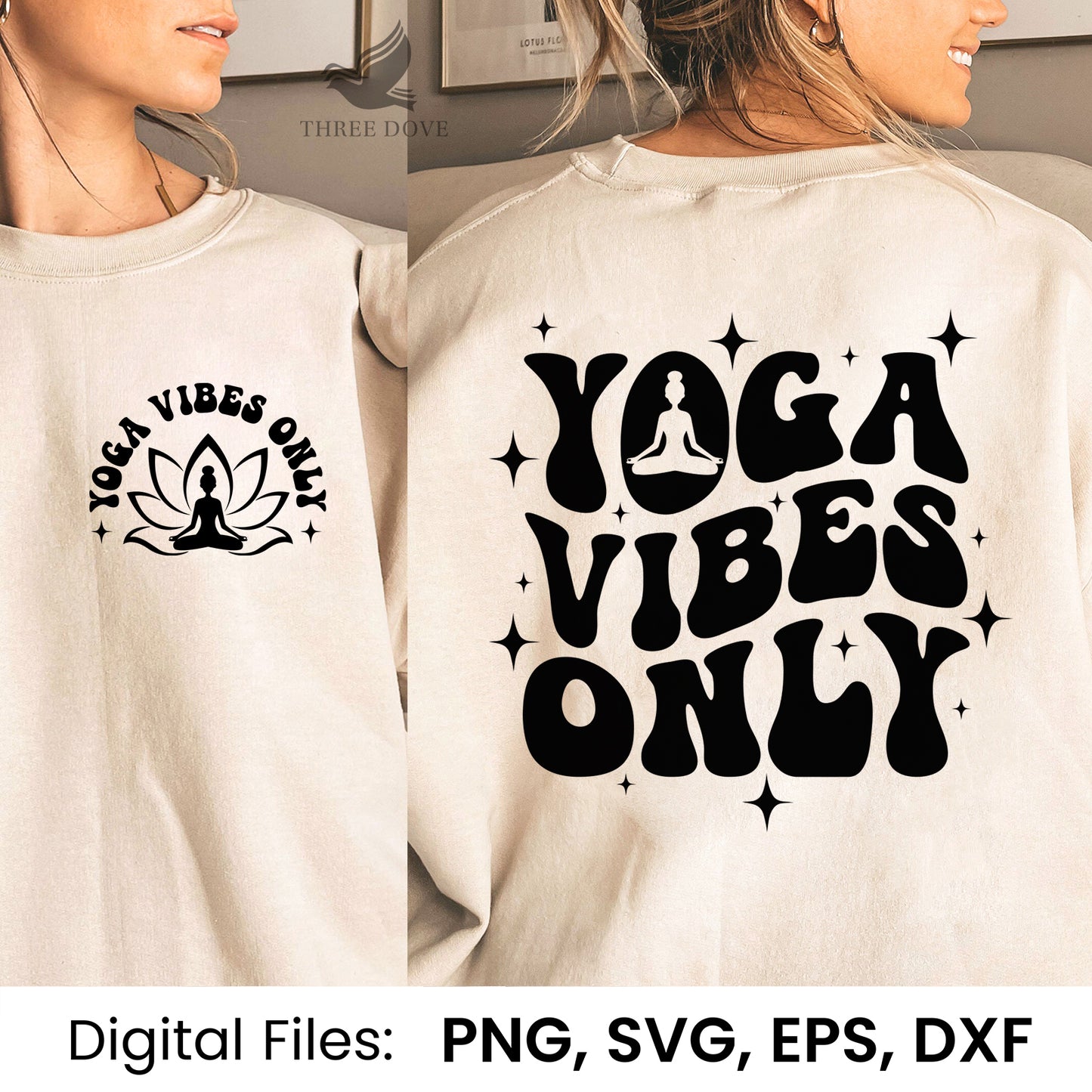 yoga vibes only retro wavy svg