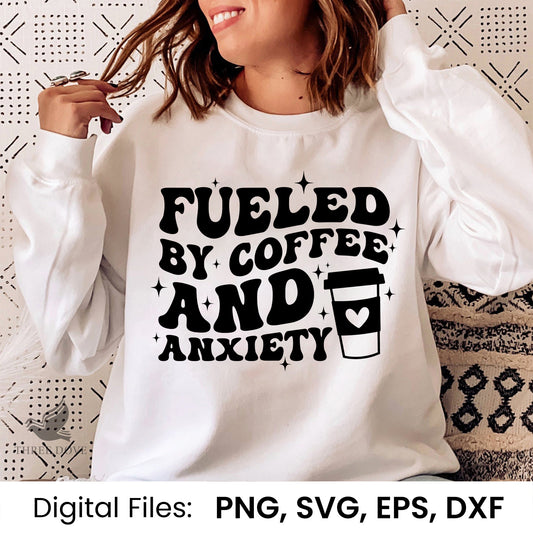 Fueled by coffee Retro Wavy SVG