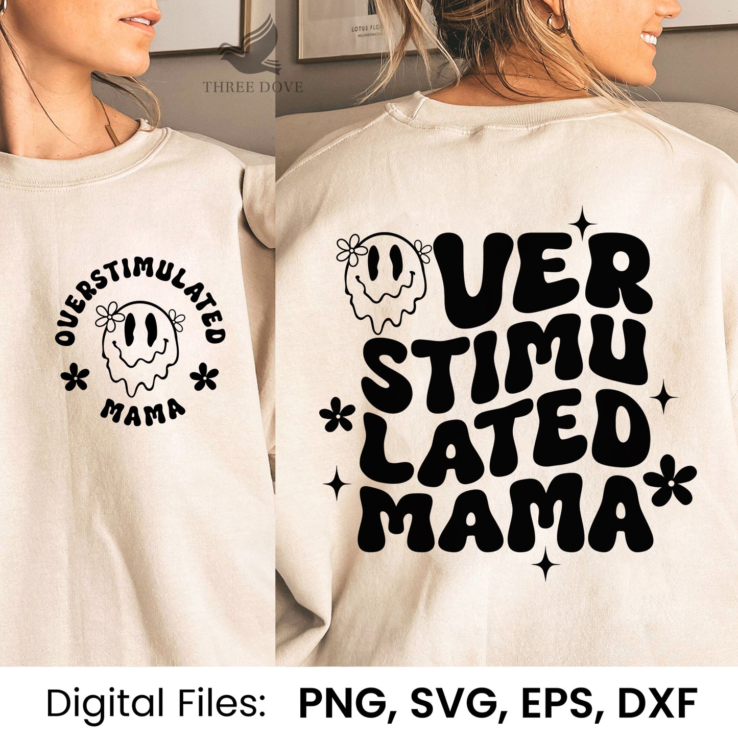 overstimulated mama retro wavy svg