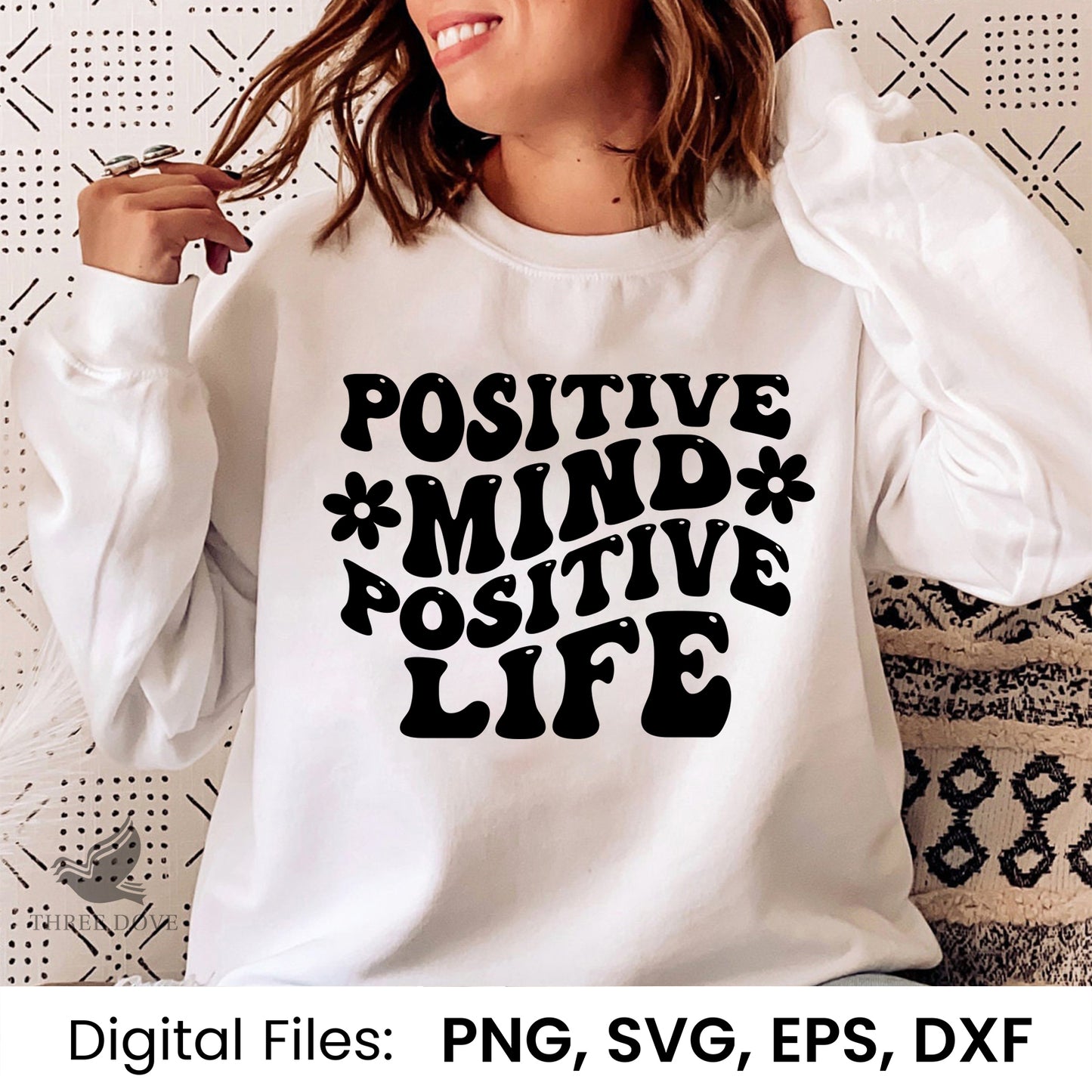 positive mind positive life retro wavy svg