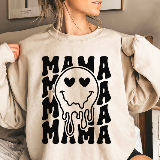 Mama with Emoji Retro Wavy SVG