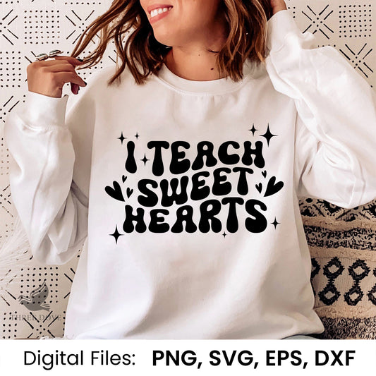 I teach sweet hearts Retro Wavy SVG