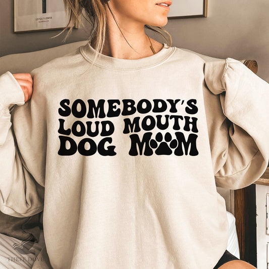 Somebody’s Loud Mouth Dog Mom Retro Wavy SVG