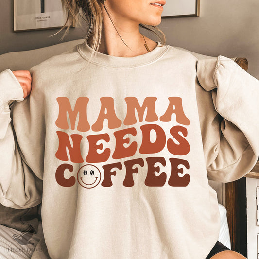 Mama Needs Coffee Retro Wavy SVG