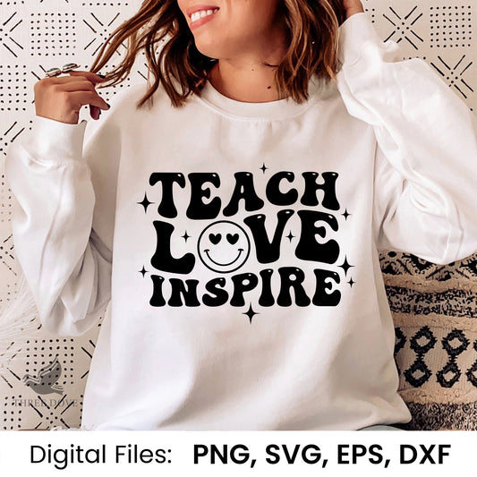 Teach love inspire Retro Wavy SVG