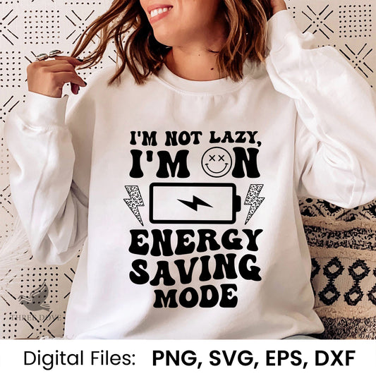 I'm not lazy I'm on energy saving mode Retro Wavy SVG