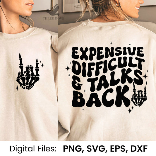 Expensive difficult & talks back Retro Wavy SVG