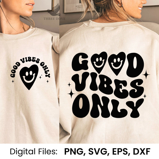 Good Vibes Only Black Retro Wavy SVG_4