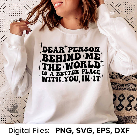 Dear person behind me Retro Wavy SVG