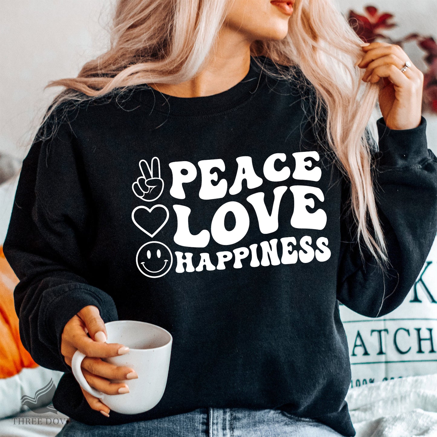 peace love happiness retro wavy svg