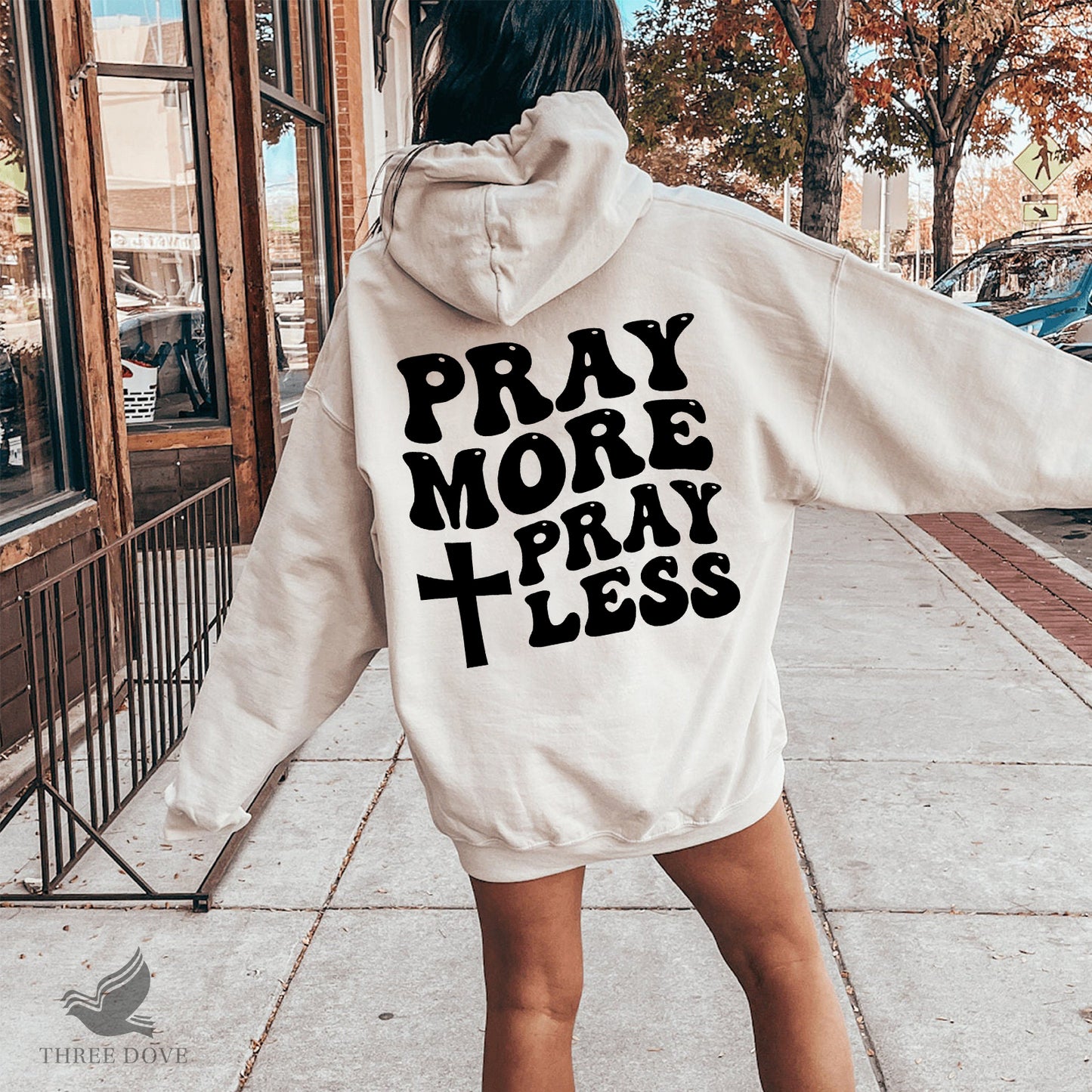 pray more worry less retro wavy svg