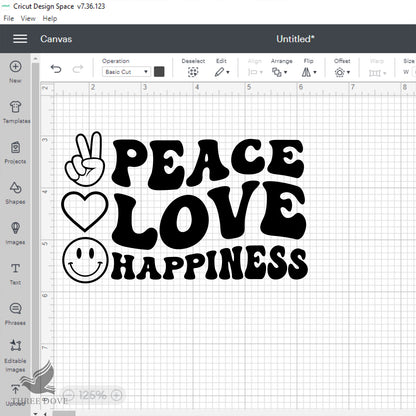 Peace Love Happiness Retro Wavy SVG