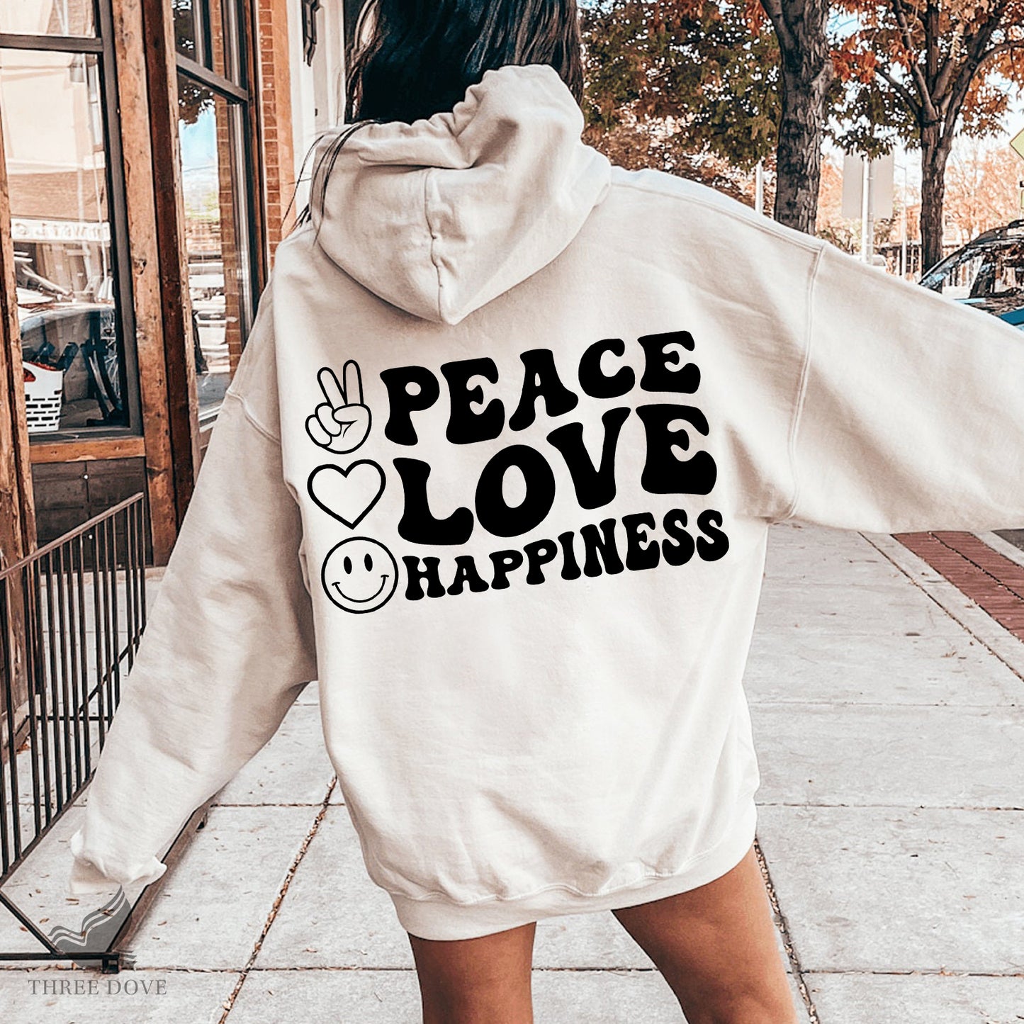 peace love happiness retro wavy svg