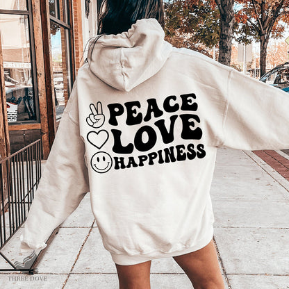 Peace Love Happiness Retro Wavy SVG