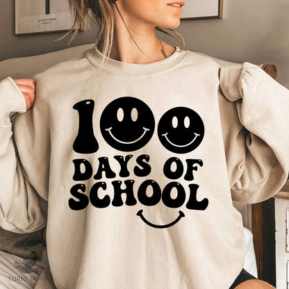 100 Days of School Retro Wavy SVG