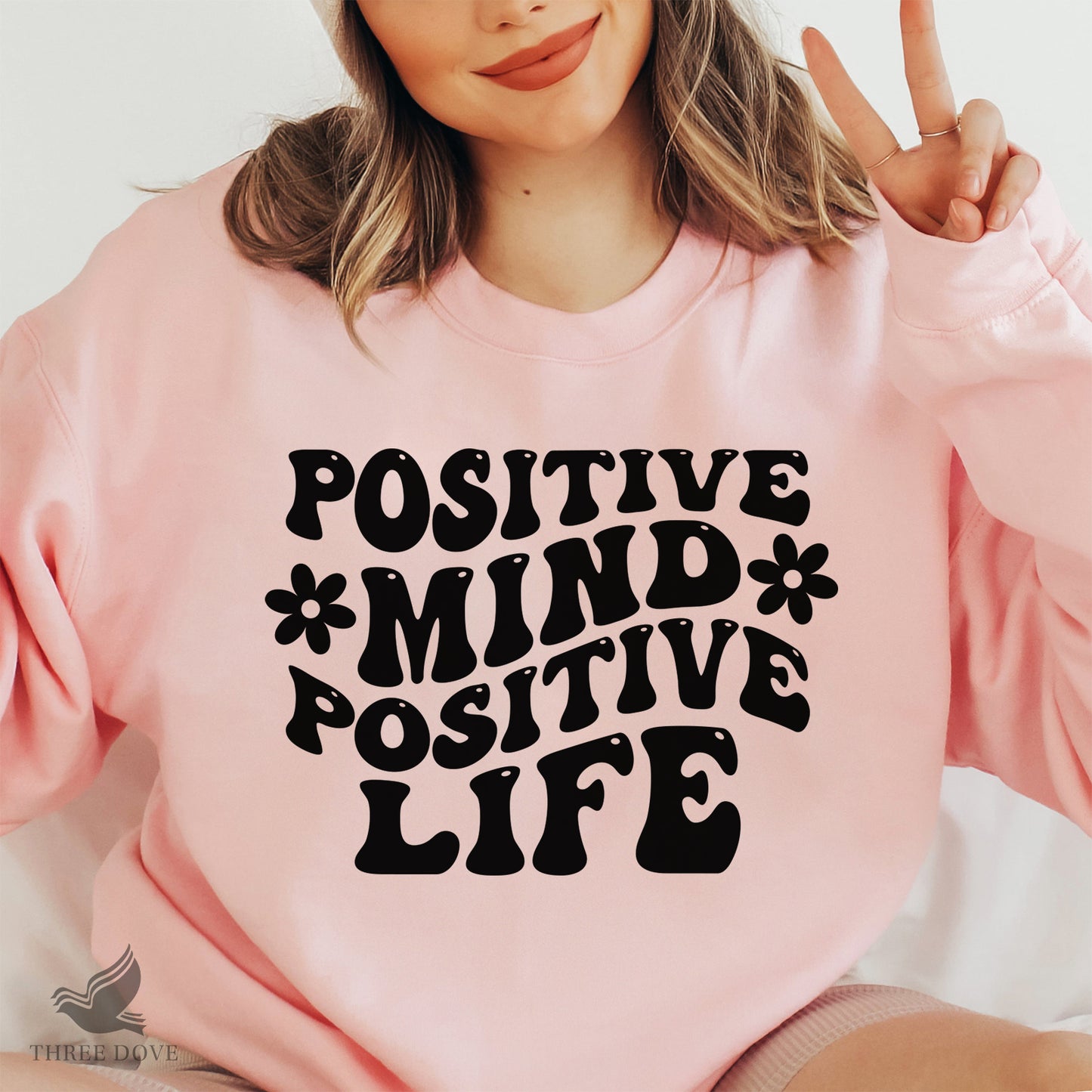 positive mind positive life retro wavy svg