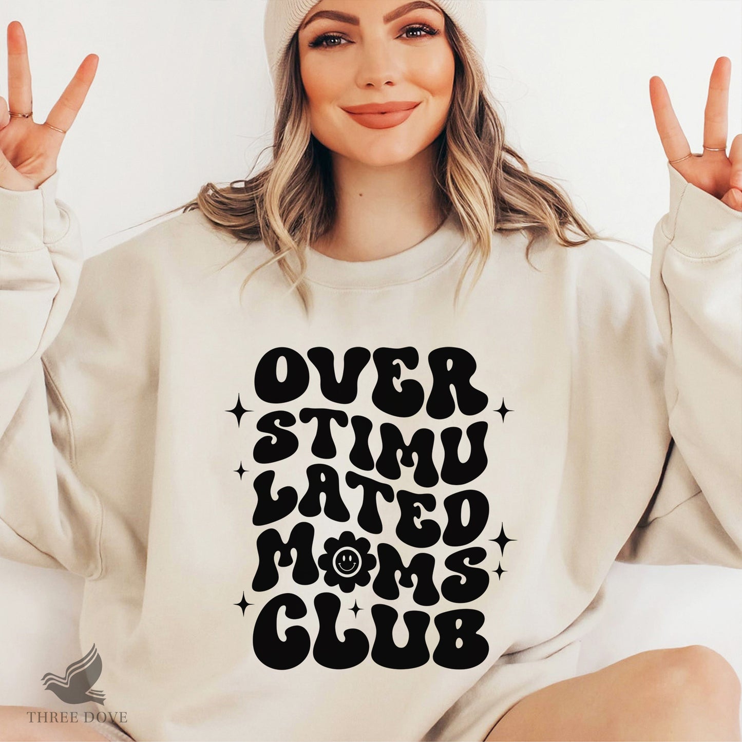 overstimulated moms club retro wavy svg