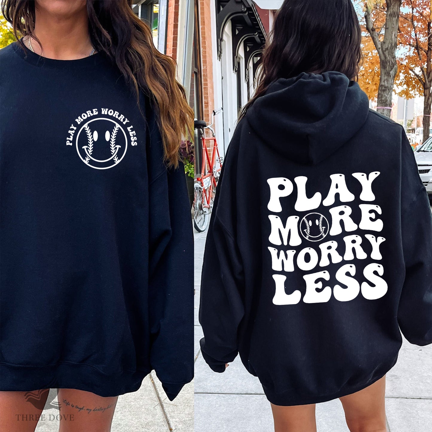 play more worry less retro wavy svg