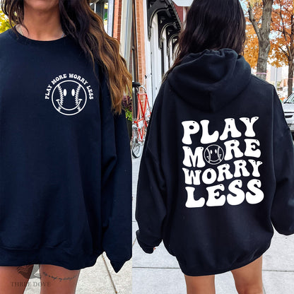 Play more worry less Retro Wavy SVG