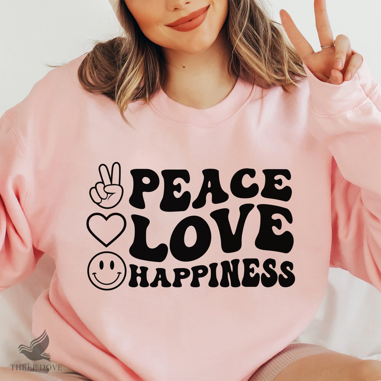 peace love happiness retro wavy svg