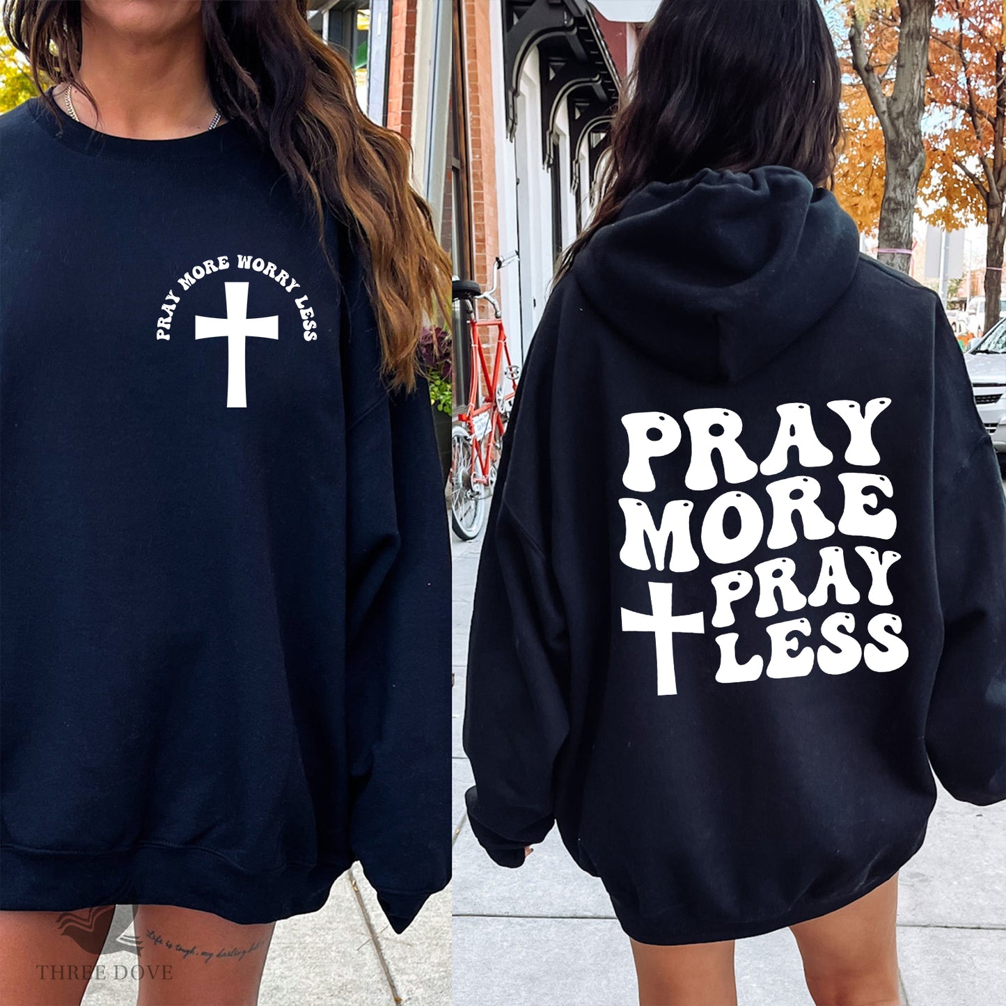 pray more worry less retro wavy svg