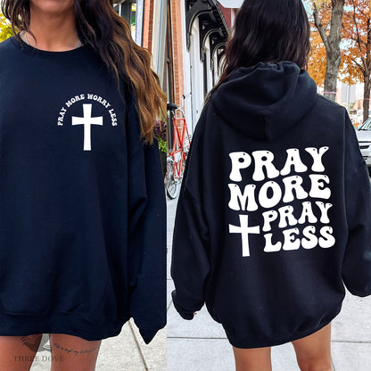 Pray More Worry Less Retro Wavy SVG