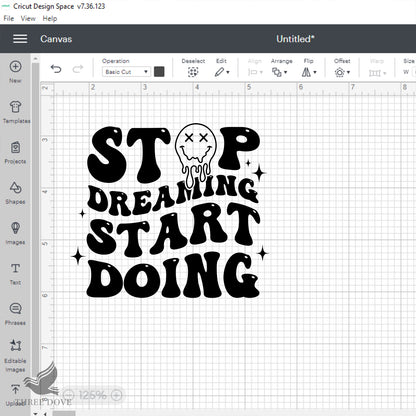 Stop dreaming start doing Retro Wavy SVG