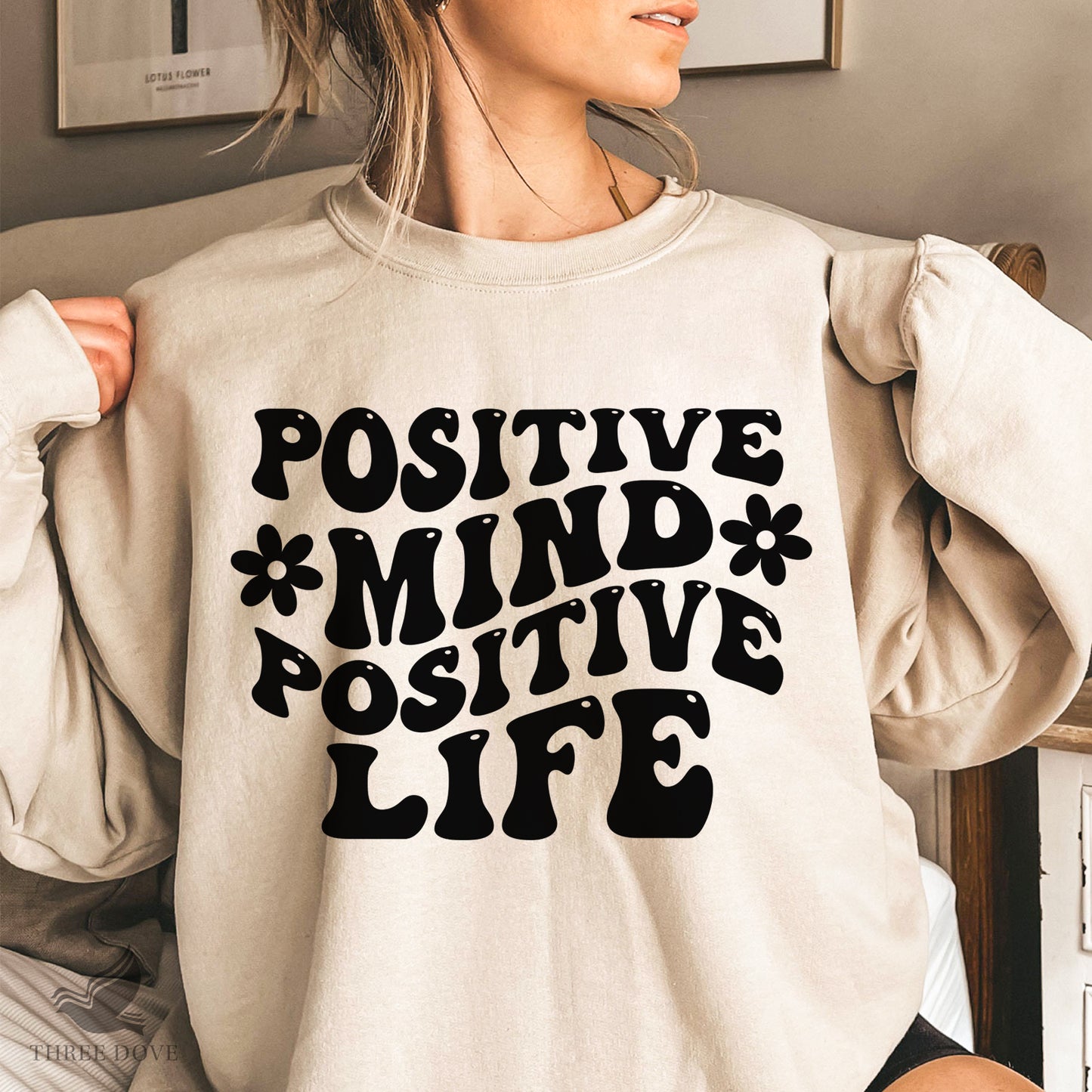 positive mind positive life retro wavy svg