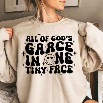 All of god's grace in one tiny face Retro Wavy SVG