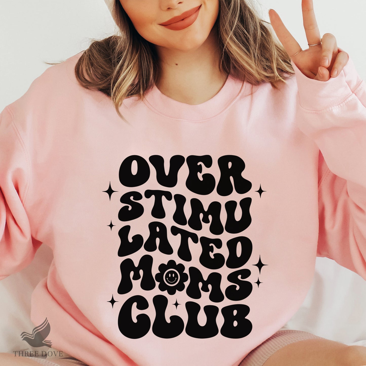 overstimulated moms club retro wavy svg