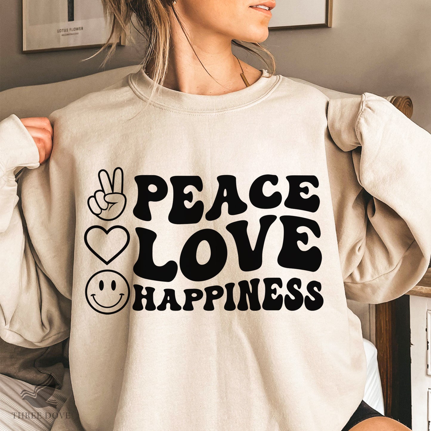 peace love happiness retro wavy svg