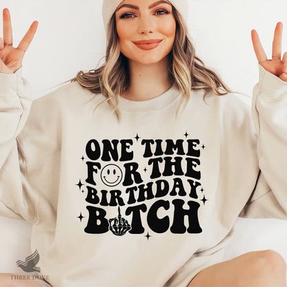 One time for the birthday bitch Retro Wavy SVG