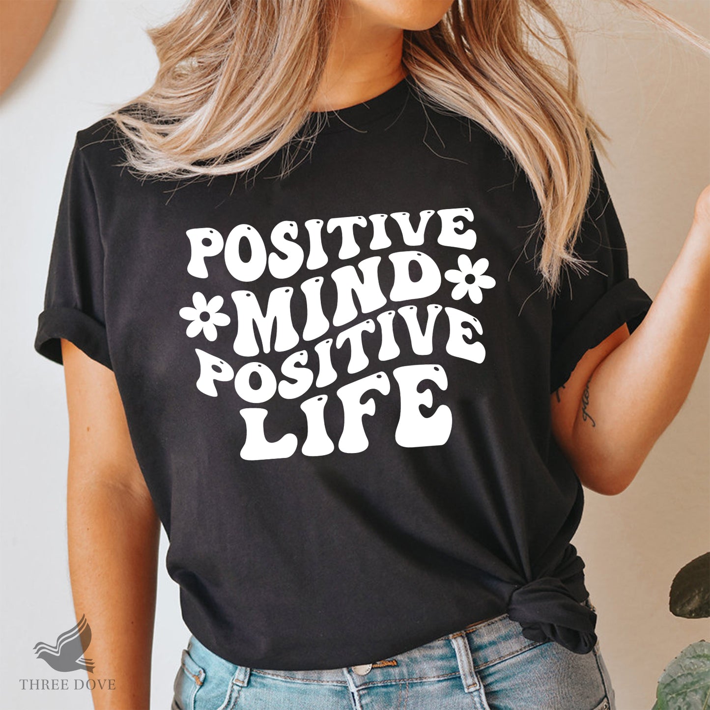 positive mind positive life retro wavy svg