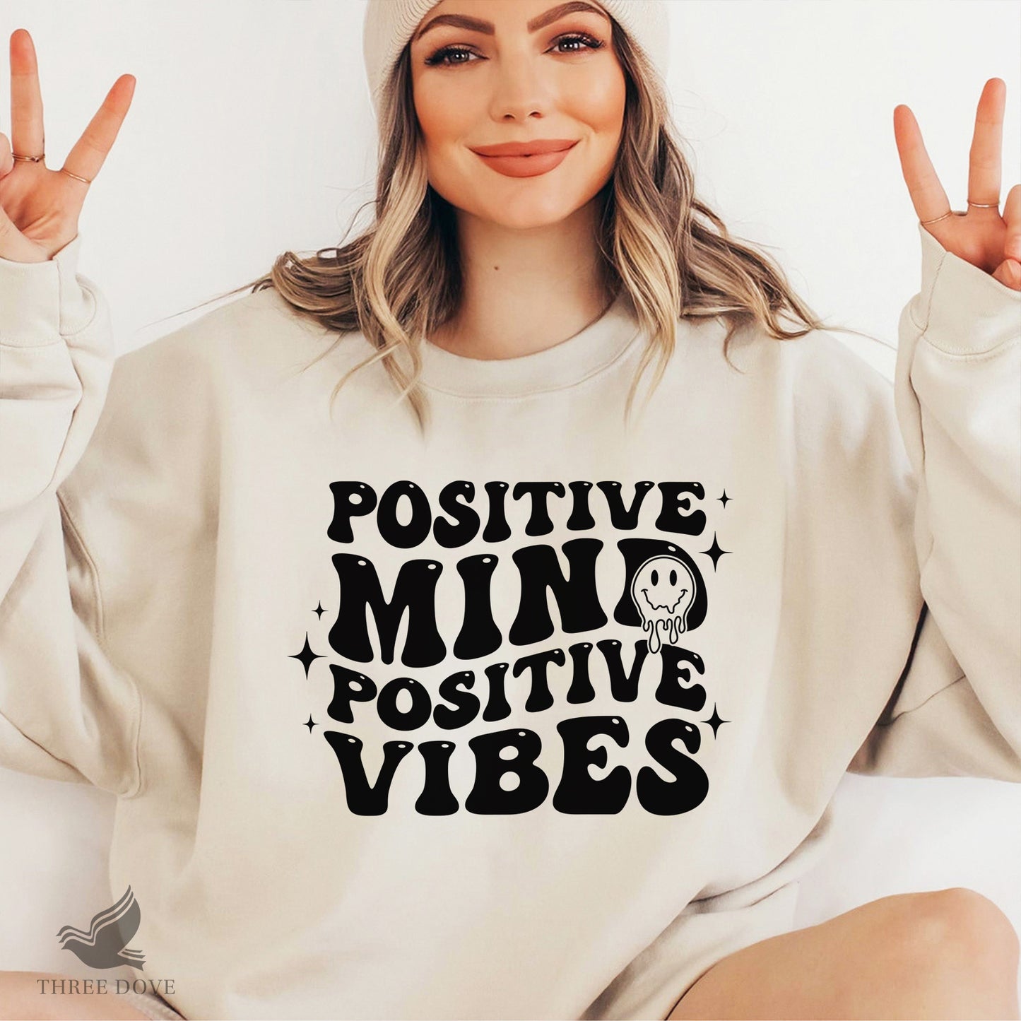 positive mind positive vibes retro wavy svg