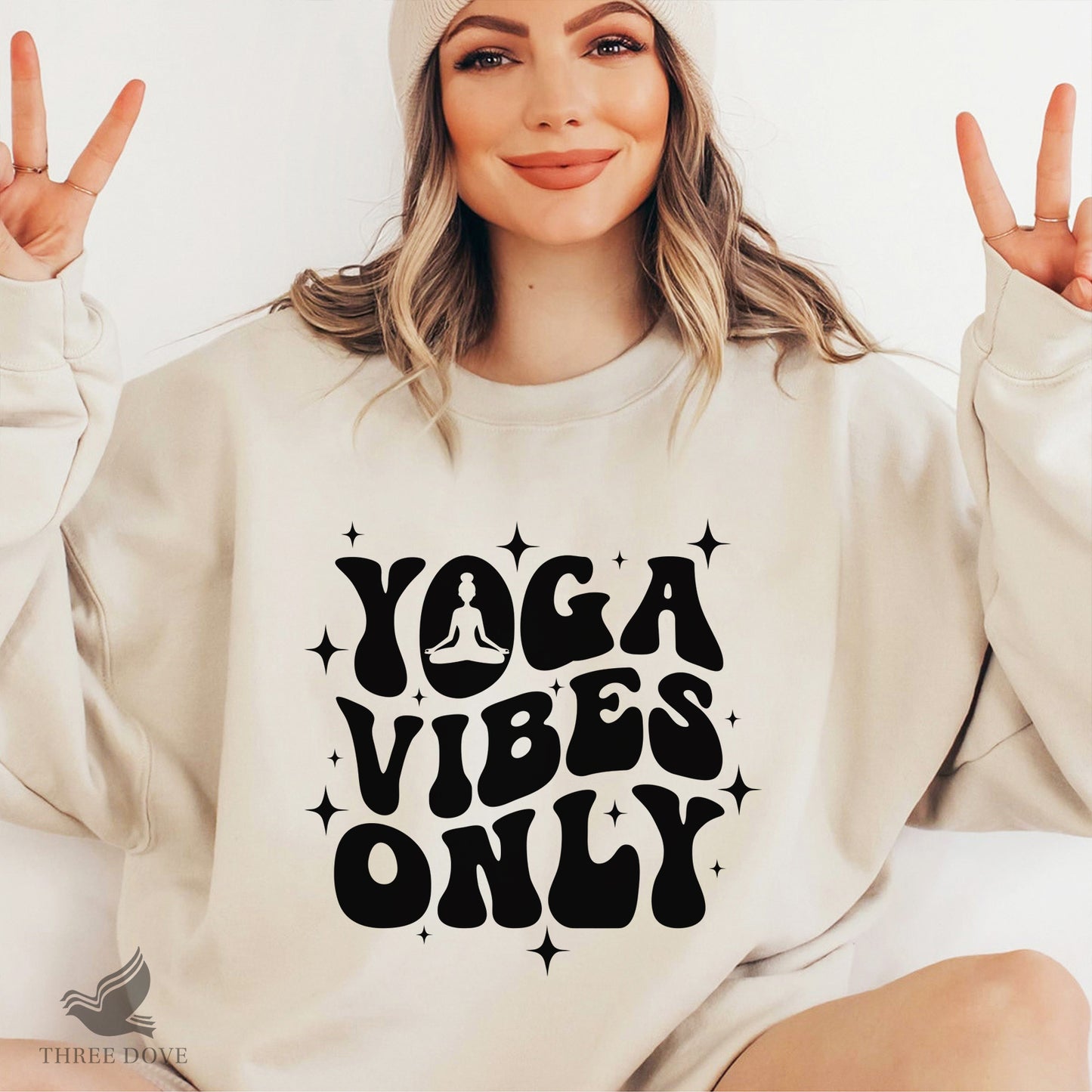 yoga vibes only retro wavy svg