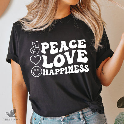 Peace Love Happiness Retro Wavy SVG