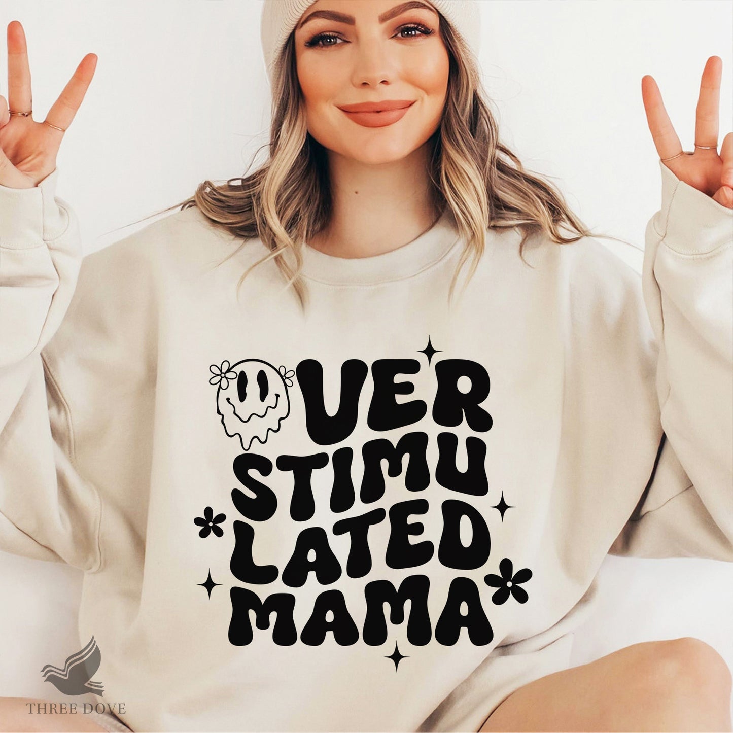 overstimulated mama retro wavy svg