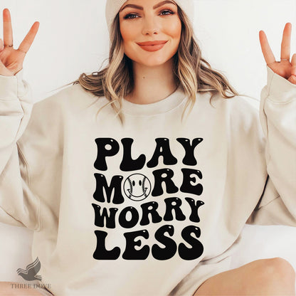 Play more worry less Retro Wavy SVG