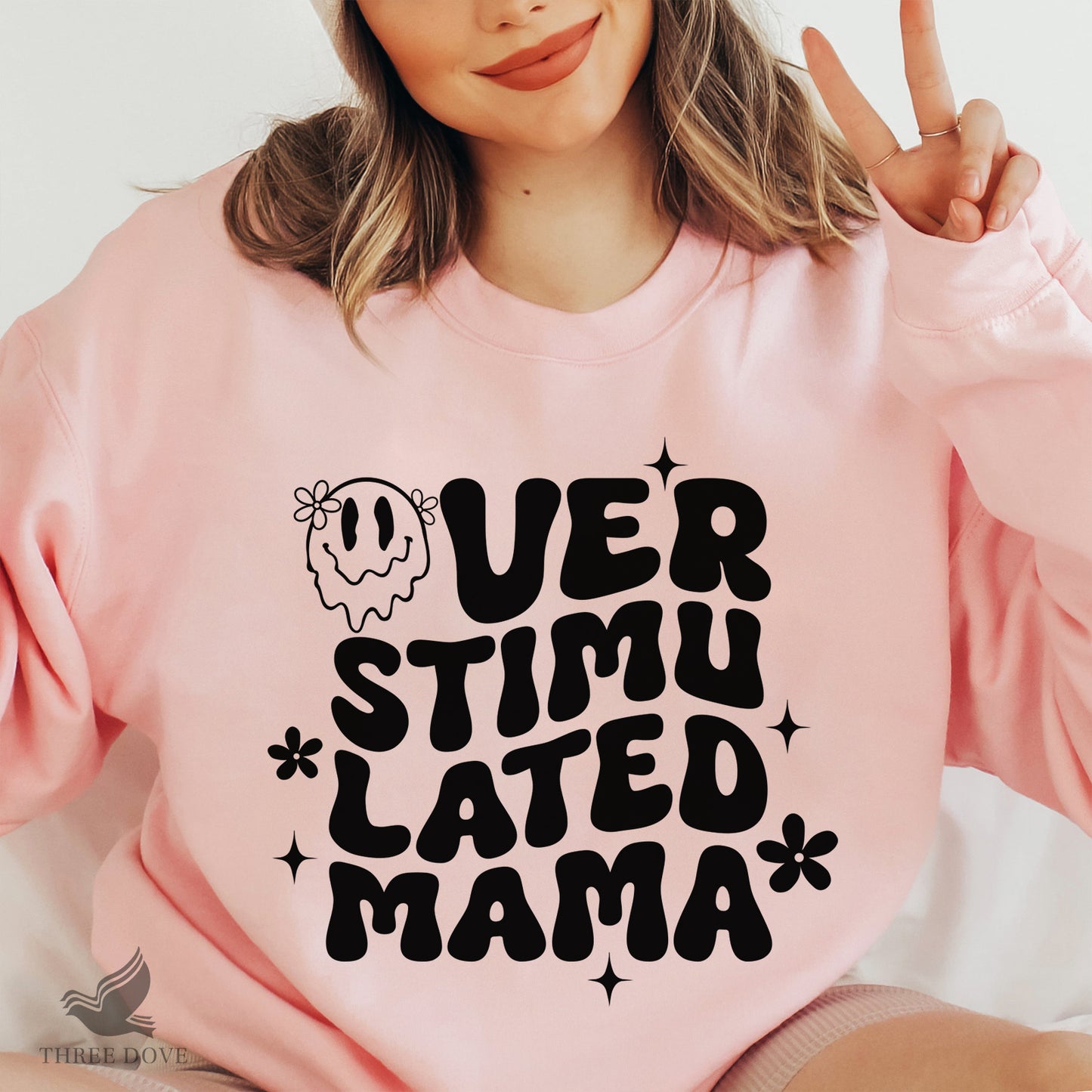 overstimulated mama retro wavy svg