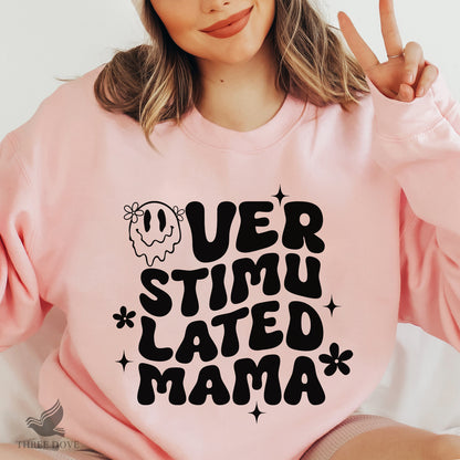 Overstimulated Mama Retro Wavy SVG