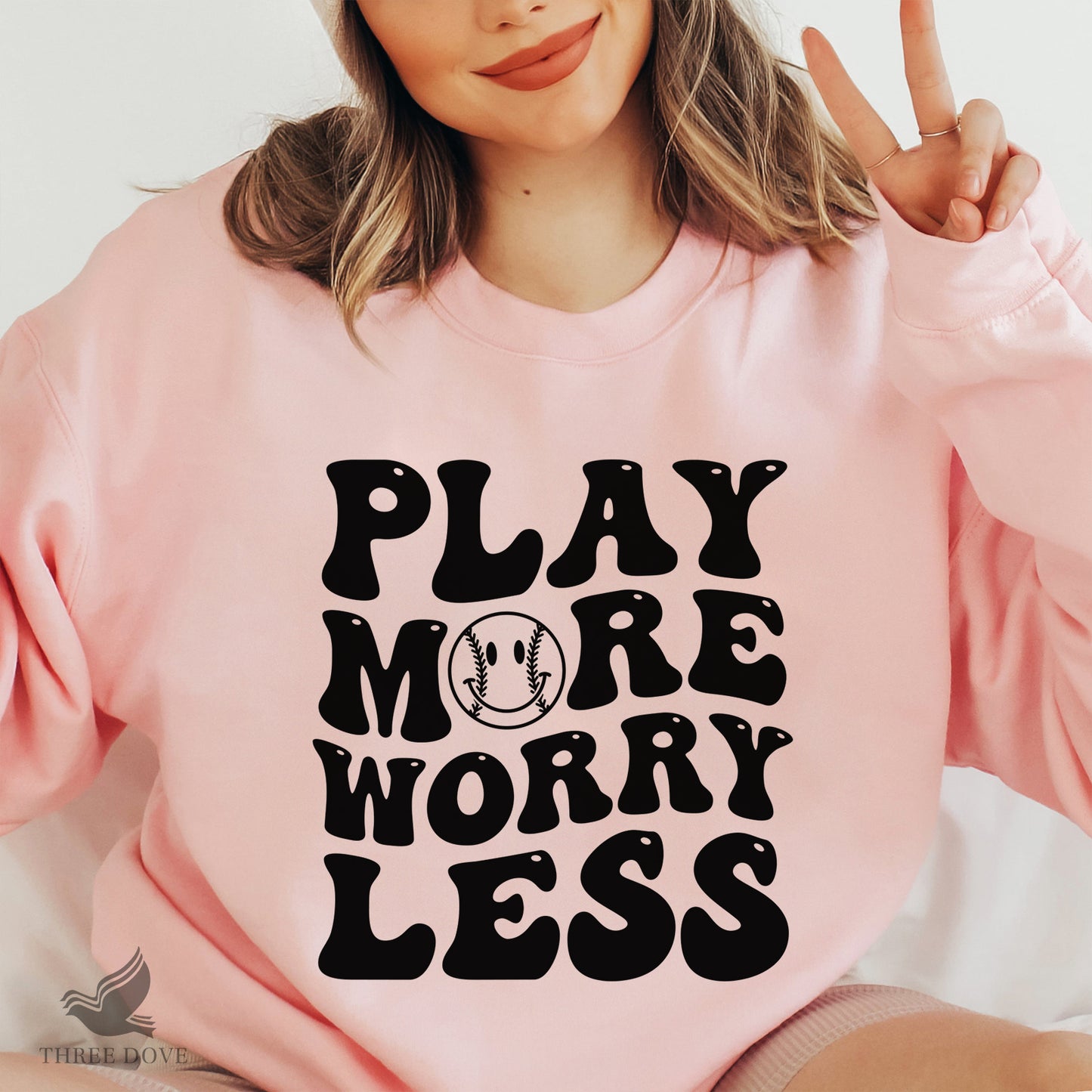 play more worry less retro wavy svg