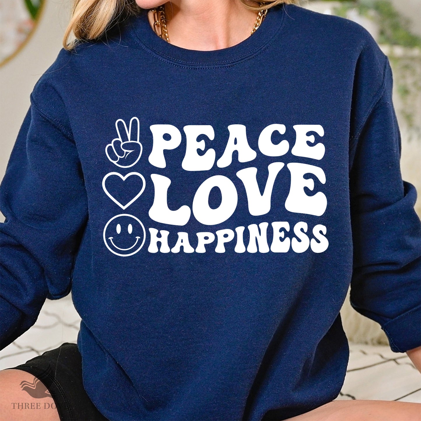 peace love happiness retro wavy svg