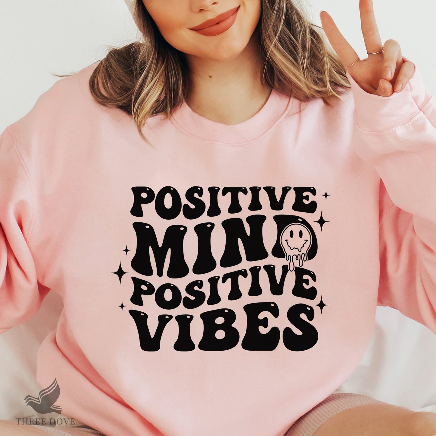 positive mind positive vibes retro wavy svg