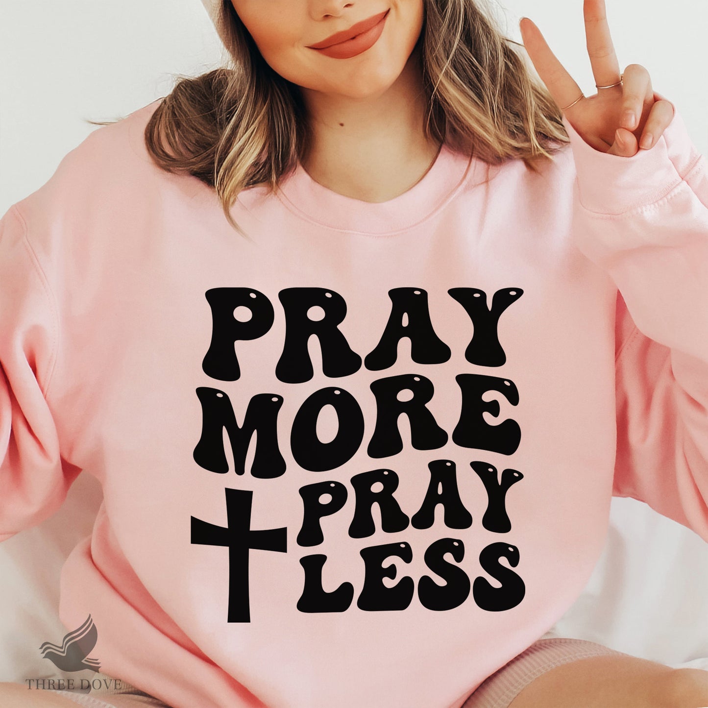 pray more worry less retro wavy svg